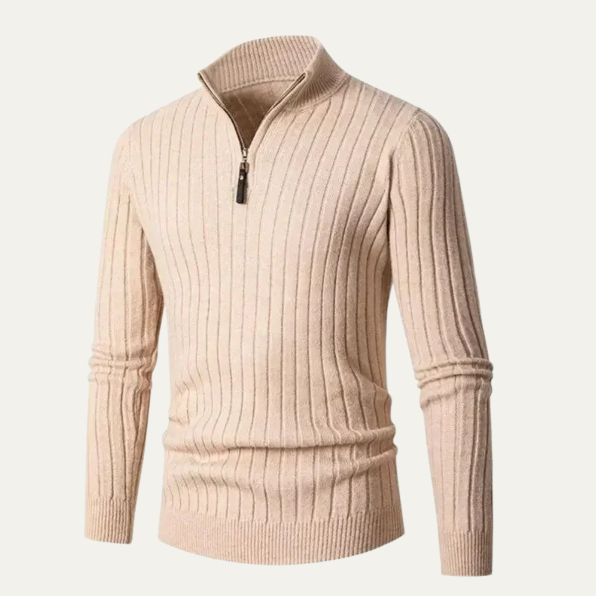 VogeLuxe | Heren Slim-Fit Kwart-Zip Mock Neck Trui 10