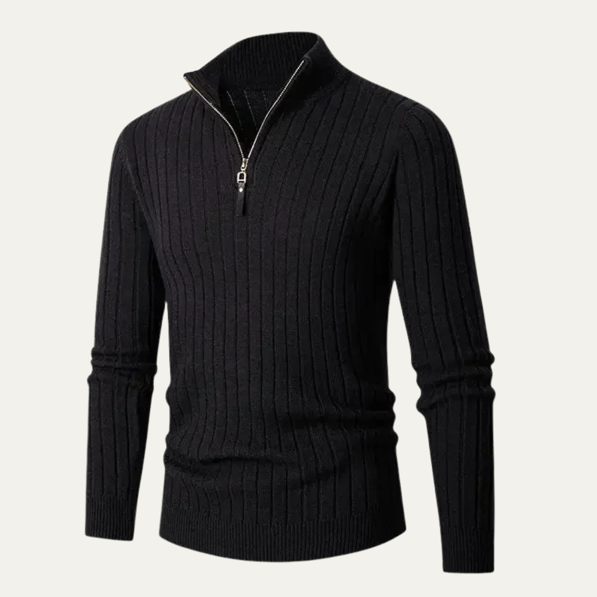 VogeLuxe | Heren Slim-Fit Kwart-Zip Mock Neck Trui 7