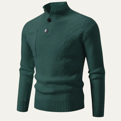 VogeLuxe | Heren Slim Geribbelde Mock Neck Trui 2