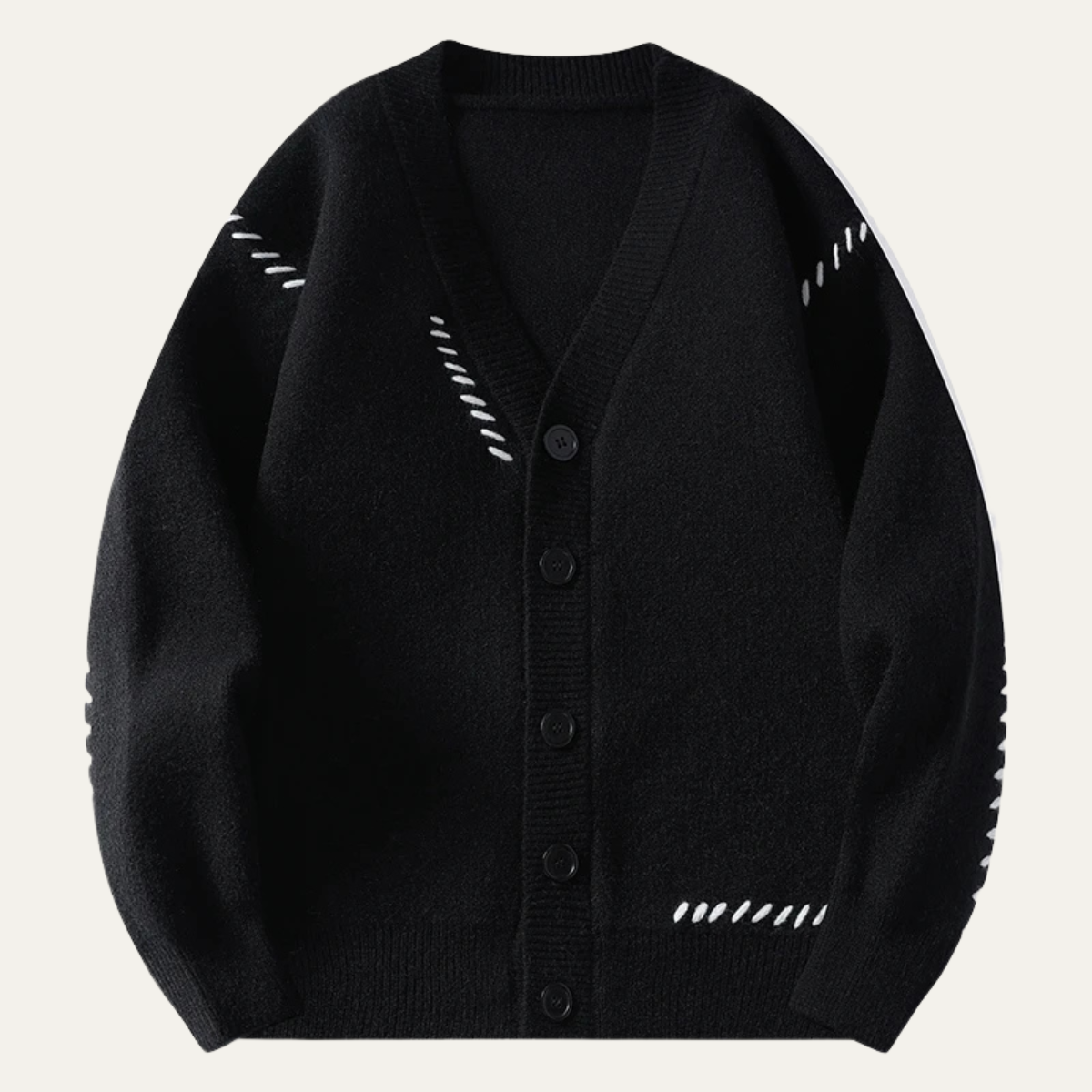 VogeLuxe | Heren V-hals Cardigan met Zwarte Knopen 5