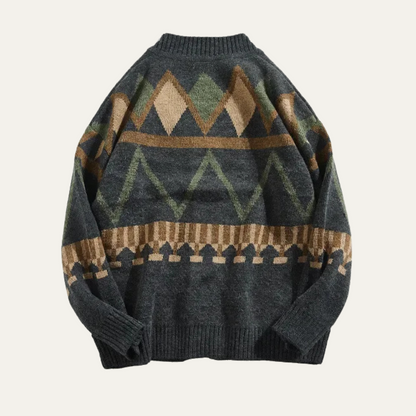 VogeLuxe | Heren V-hals vest met geometrisch Fair Isle-patroon 1