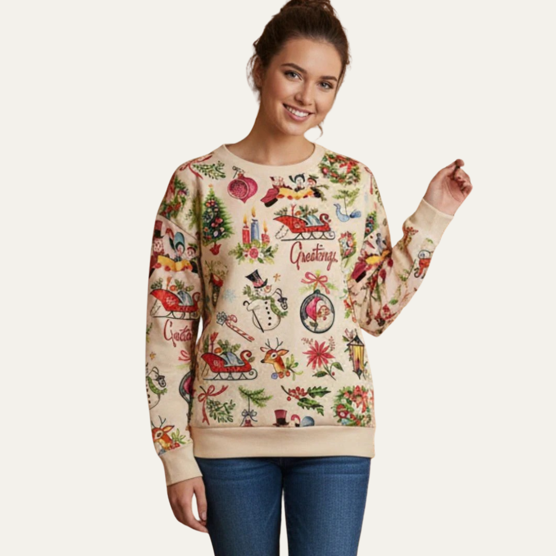 VogeLuxe | Heren Vintage Kerstprint Sweatshirt 0