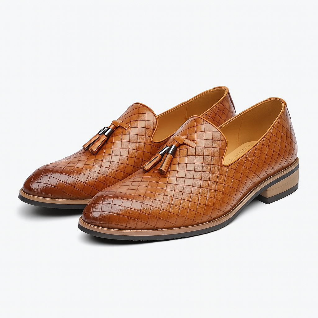 VogeLuxe | Heren casual geweven leren loafers 3