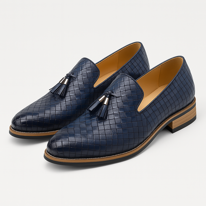 VogeLuxe | Heren casual geweven leren loafers 4