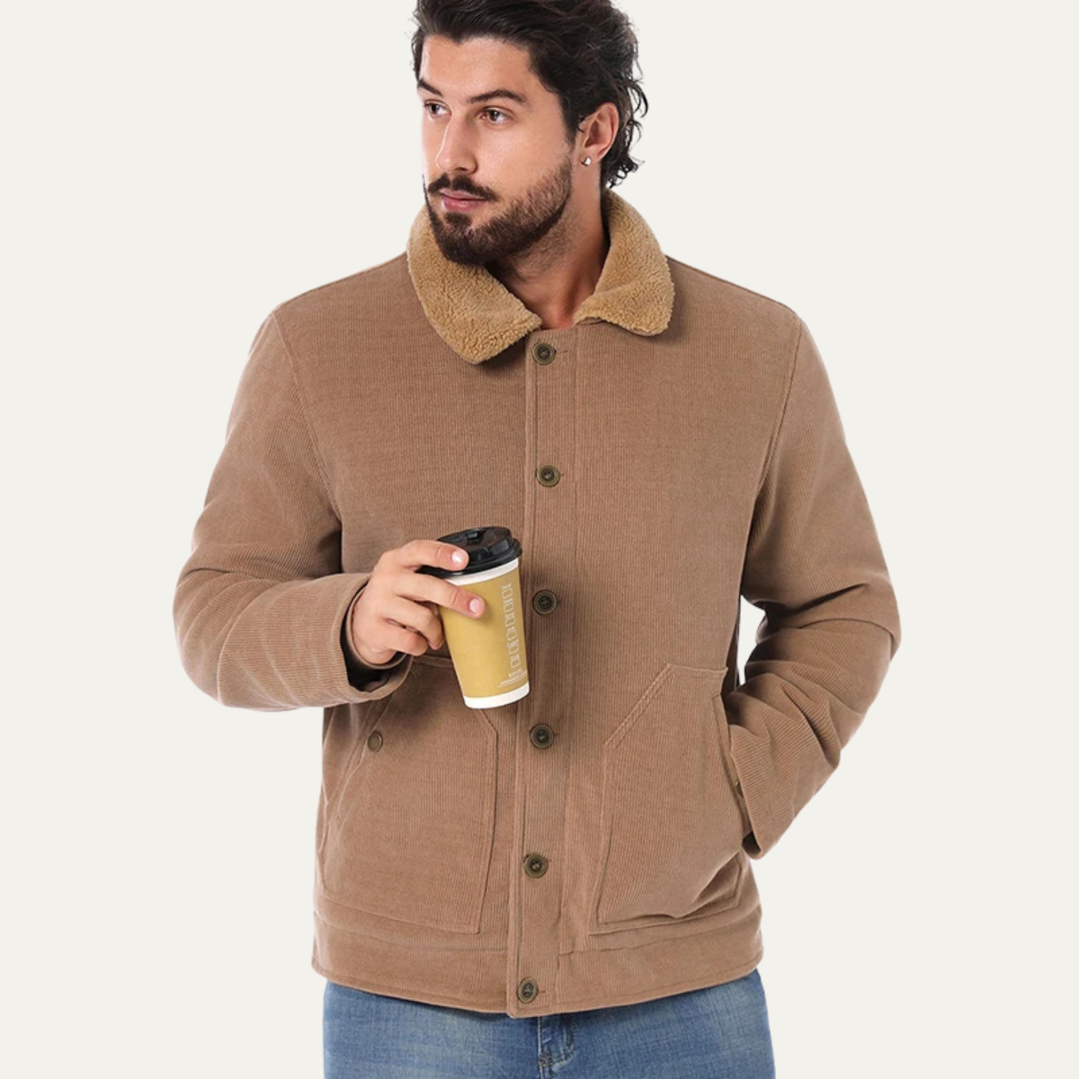 VogeLuxe | Heren corduroy truckerjack met sherpavoering 4