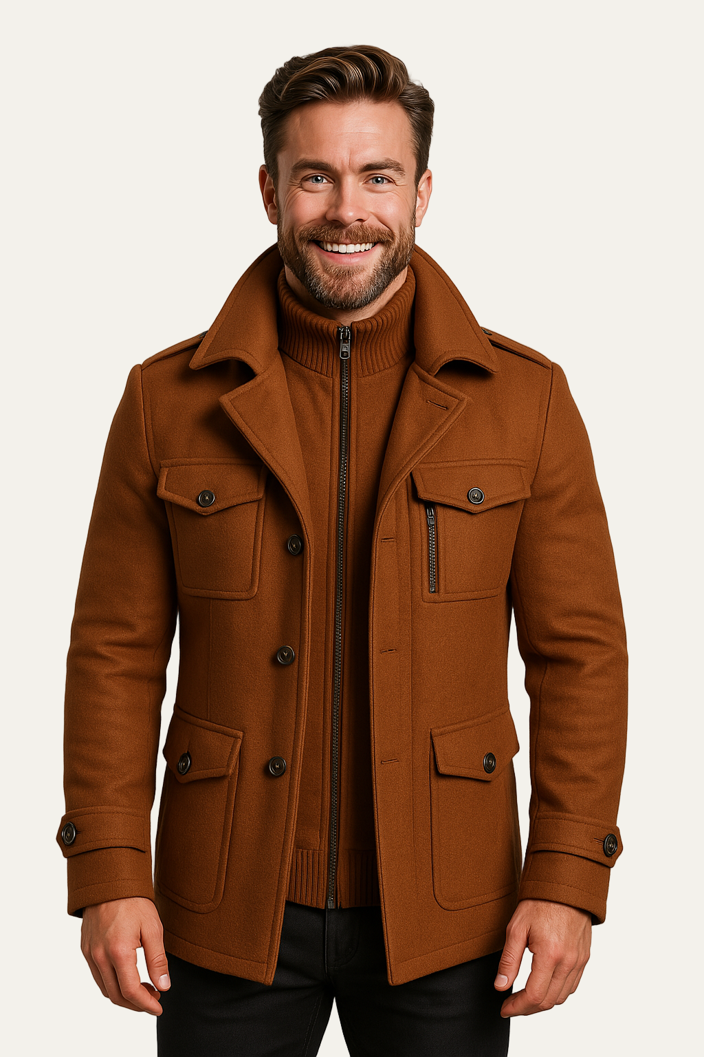 VogeLuxe | Heren korte jas van wolmix met ritssluiting aan de binnenkant 4