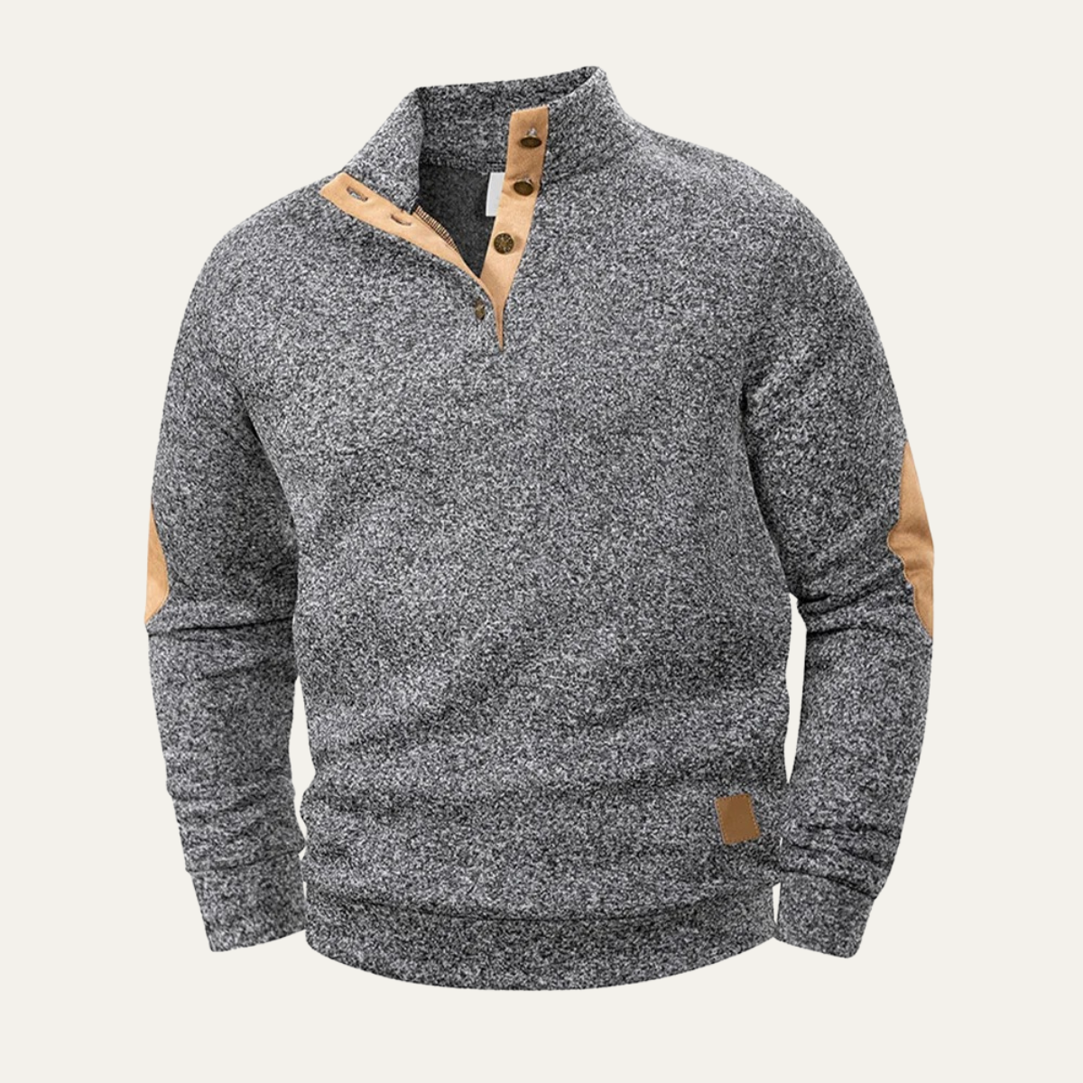 VogeLuxe | Heren sweatshirt met drukknoopsluiting en mockneck 10