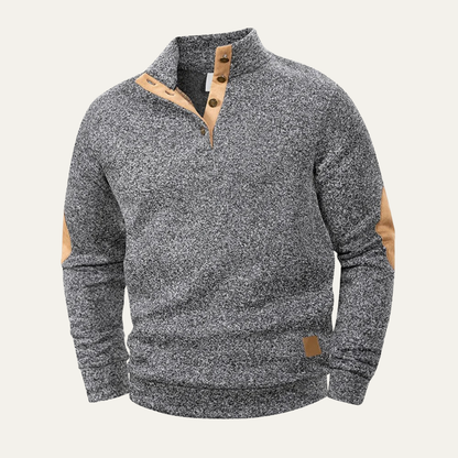 VogeLuxe | Heren sweatshirt met drukknoopsluiting en mockneck 10