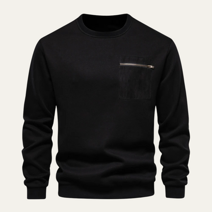 VogeLuxe | Heren sweatshirt met ronde hals en ritszak 10