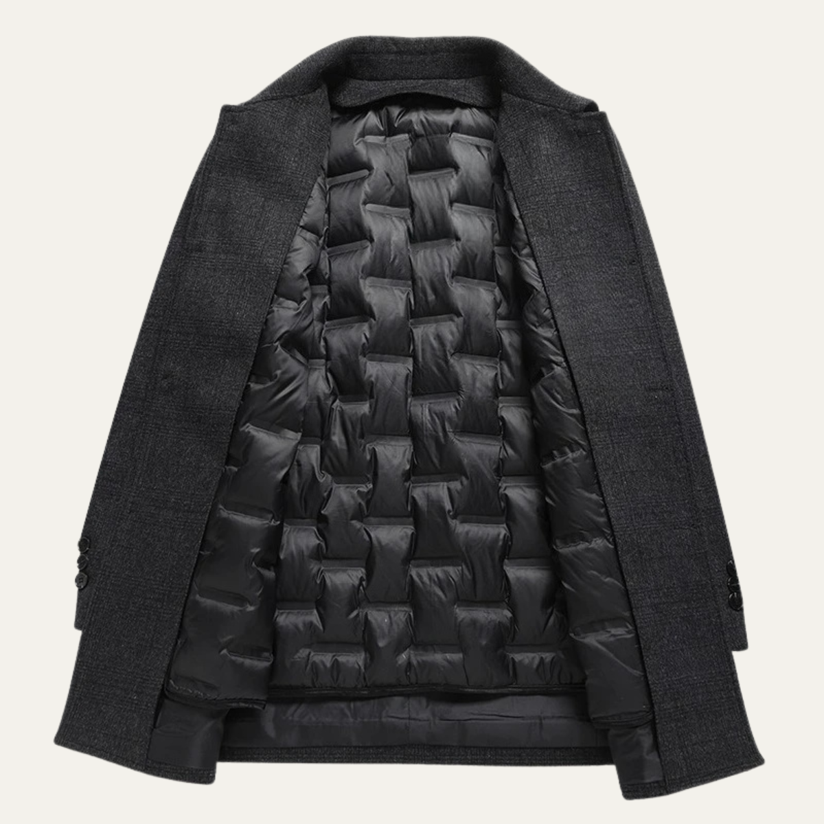 VogeLuxe | Heren winterjas van wol met ruitmotief 3