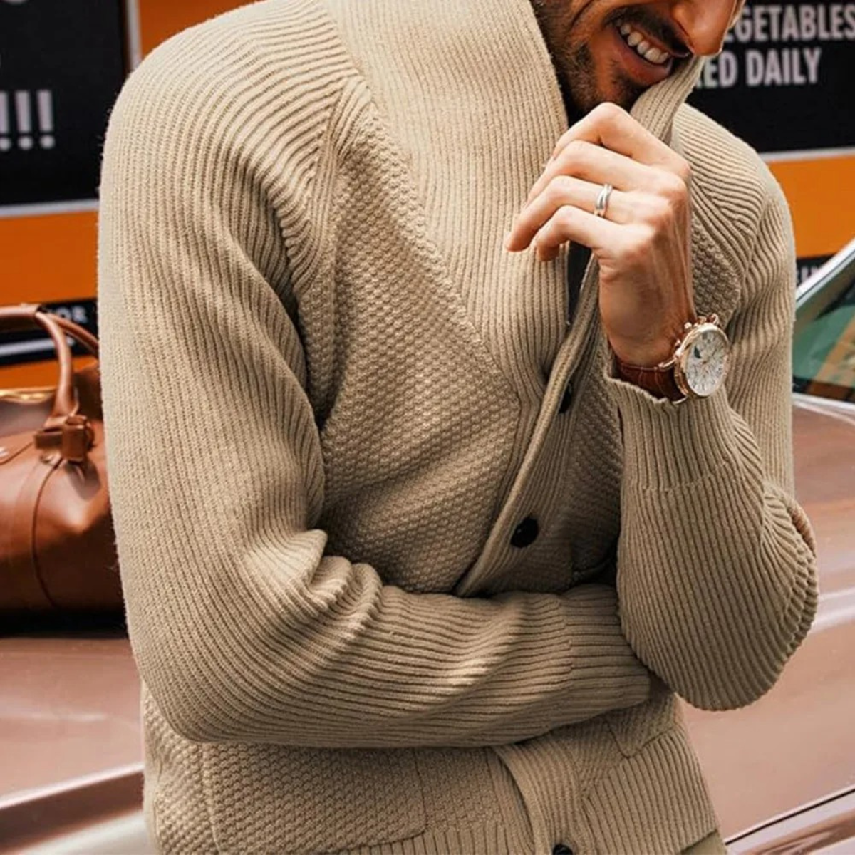 VogeLuxe | Klassieke gebreide cardigan met sjaalkraag voor heren 5