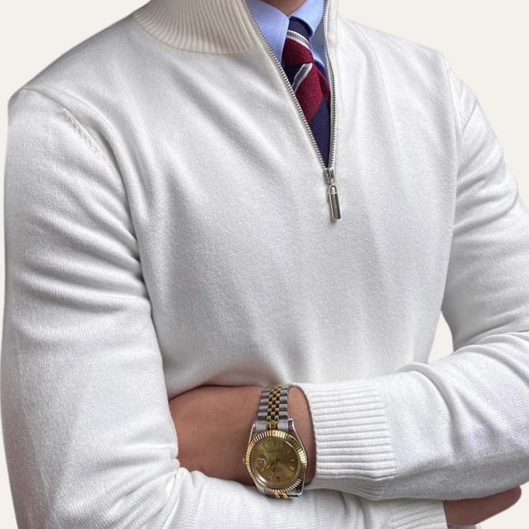 VogeLuxe | Klassieke herentrui met halve rits 4