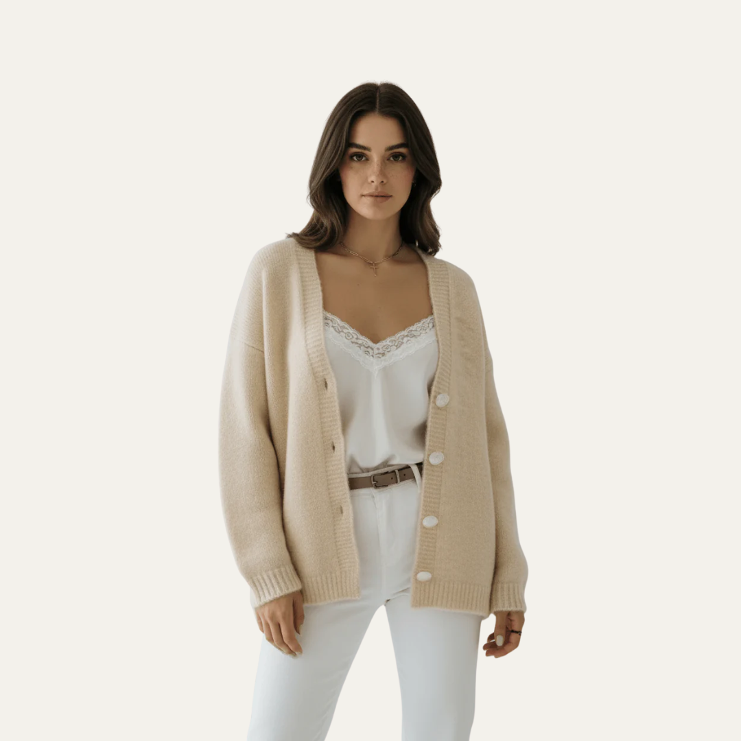 VogeLuxe | Oversized Fuzzy Knit Button Cardigan voor dames 1