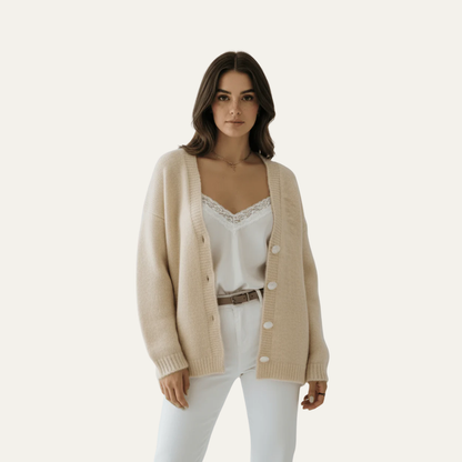 VogeLuxe | Oversized Fuzzy Knit Button Cardigan voor dames 1