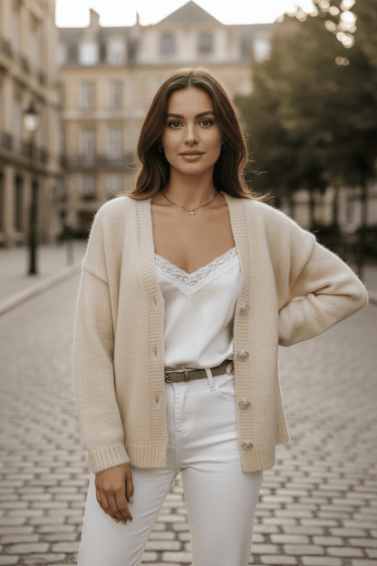 VogeLuxe | Oversized Fuzzy Knit Button Cardigan voor dames 5