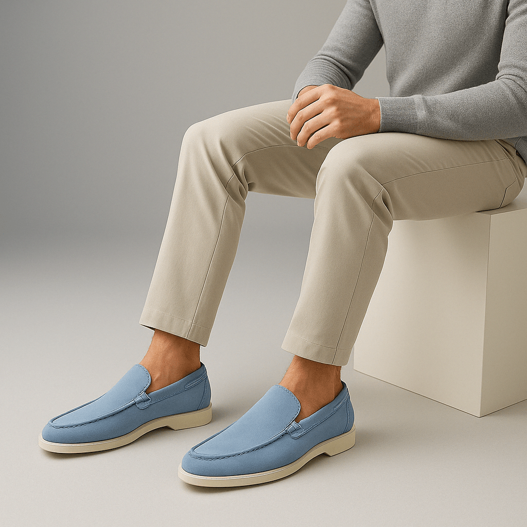 VogeLuxe | Suède platte loafers voor heren 3