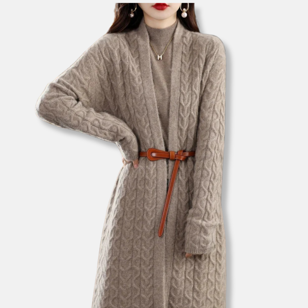 VogeLuxe | Women’s Longline Cable Knit Cardigan 1