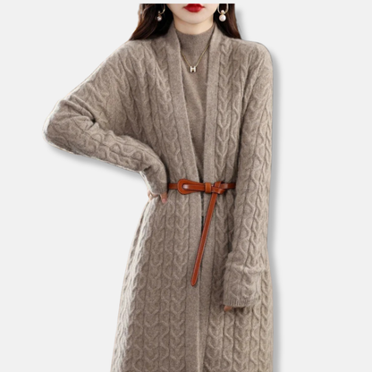 VogeLuxe | Women’s Longline Cable Knit Cardigan 1