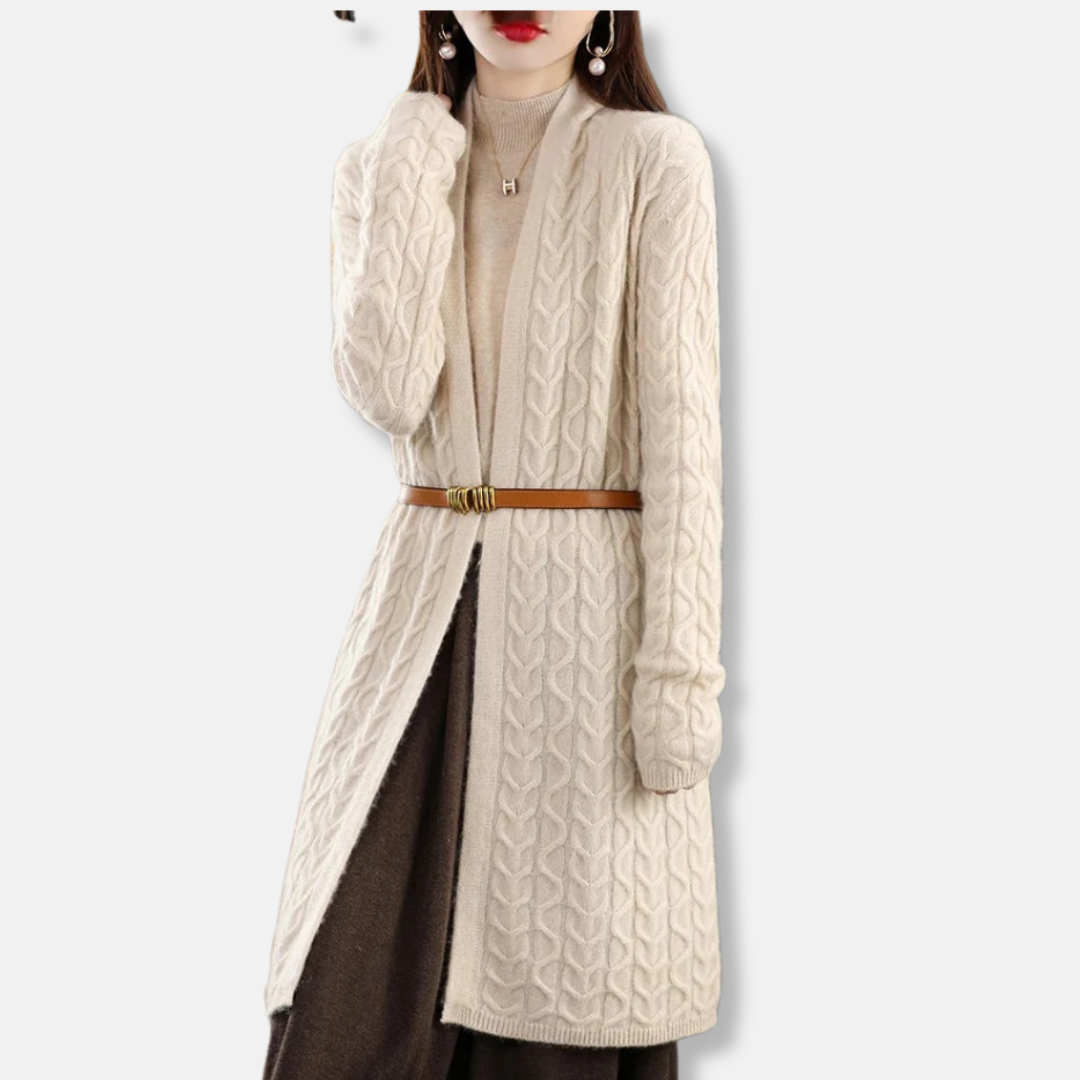 VogeLuxe | Women’s Longline Cable Knit Cardigan 2