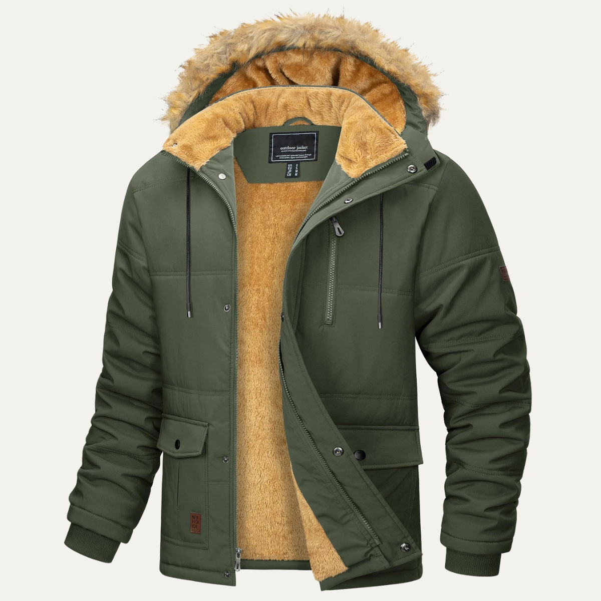 VogeLuxe | Zware Sherpa Parka met capuchon voor heren 6