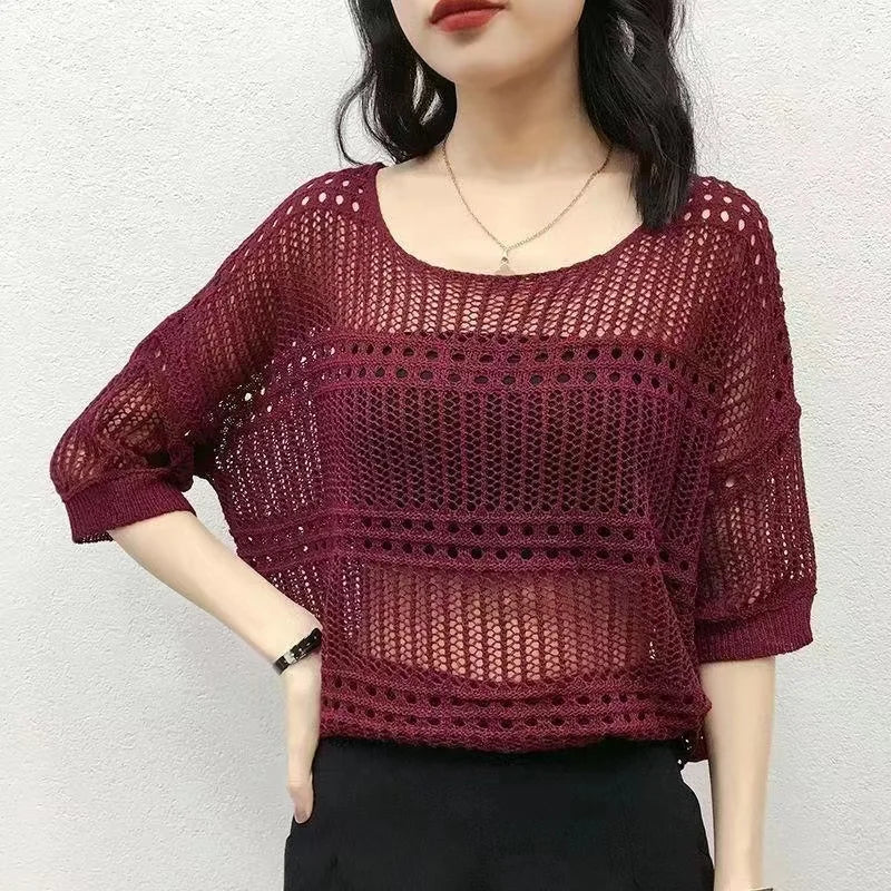 Chique Zomer Gebreide Hollow Out Top