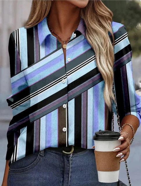 Roze Streep Blouse voor Vrouwen