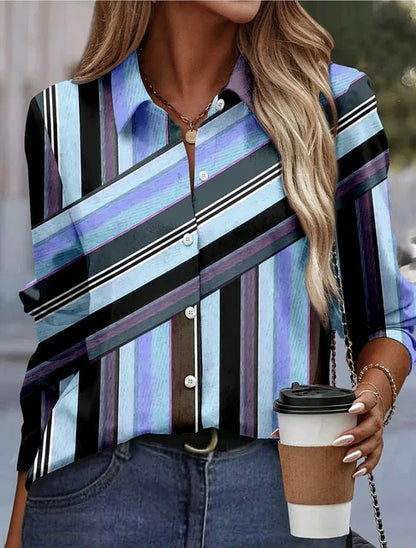 Roze Streep Blouse voor Vrouwen