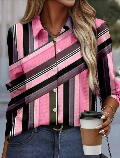 Roze Streep Blouse voor Vrouwen