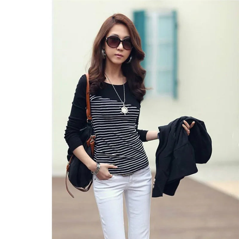 Slim Fit Patchwork T-shirt voor Vrouwen