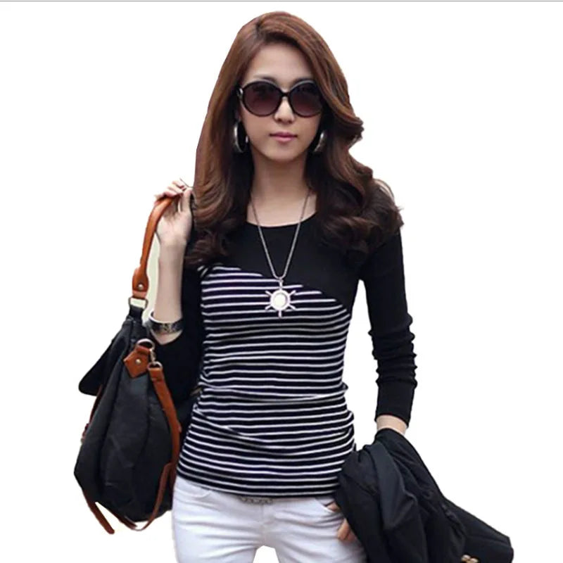 Slim Fit Patchwork T-shirt voor Vrouwen