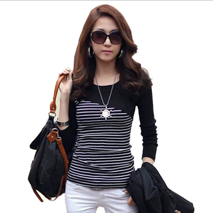 Slim Fit Patchwork T-shirt voor Vrouwen