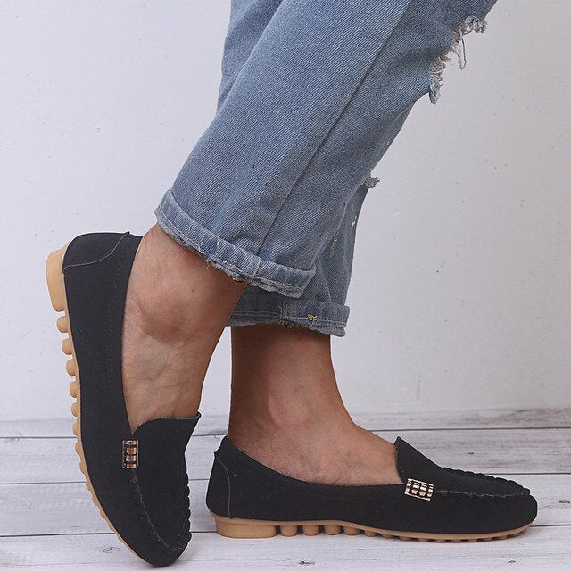 Dames Platte Casual Schoenen Comfortabel Leer