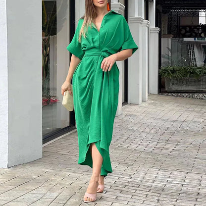 Vrouwelijke Zomerjurk Midi Riem Stijlvol Jurk voor Damen - Mode Vibes