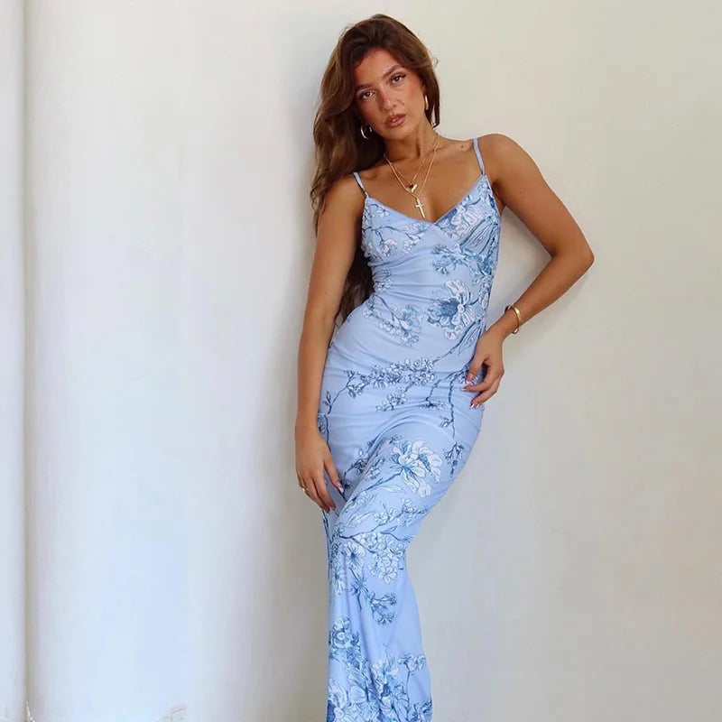 Vrouwelijke Maxi Zomerjurk Bloemrijk Comfortabel Mouwloos - Mode Vibes