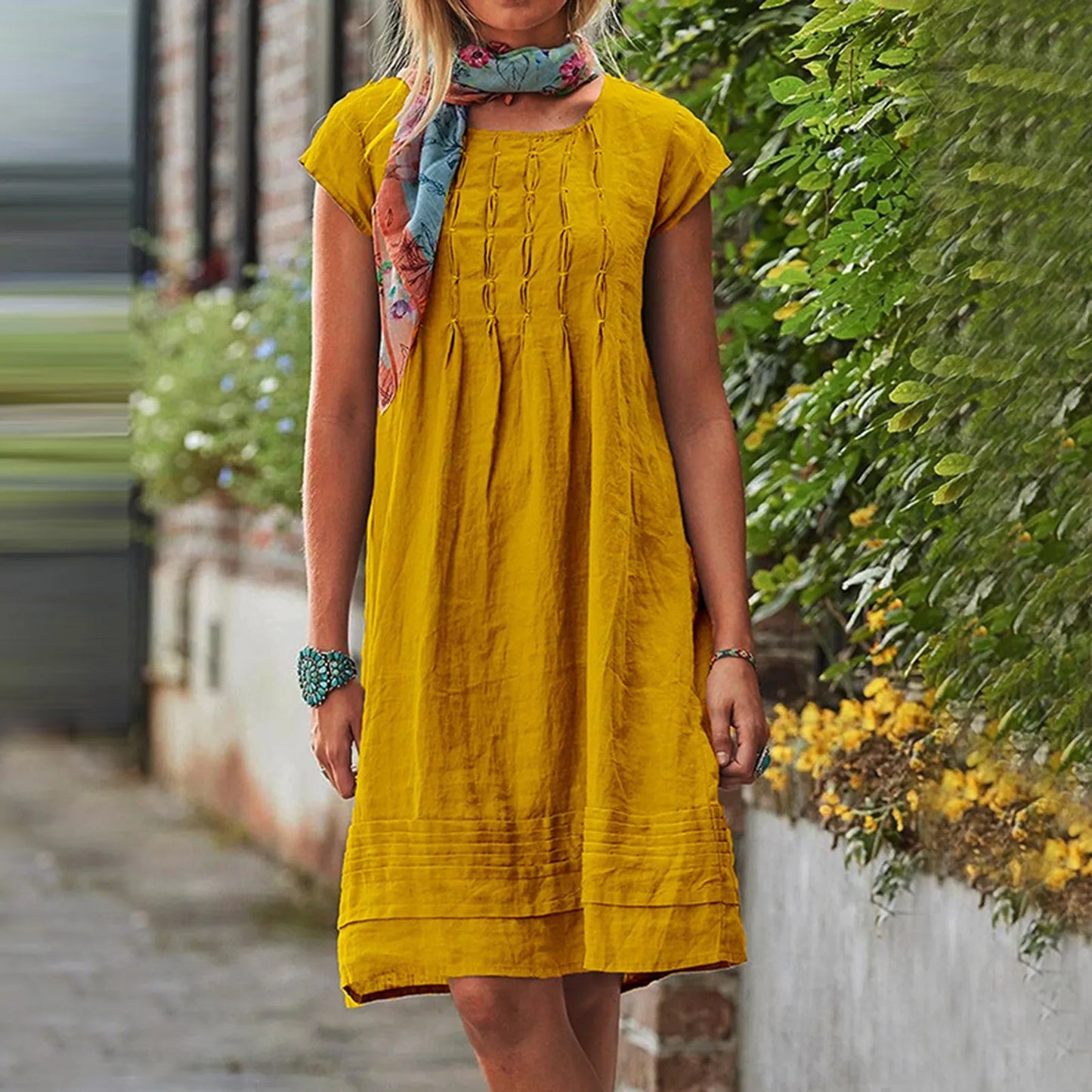 Vrouwen Comfortabele Mini Zomerjurk met Korte Mouwen - Anna