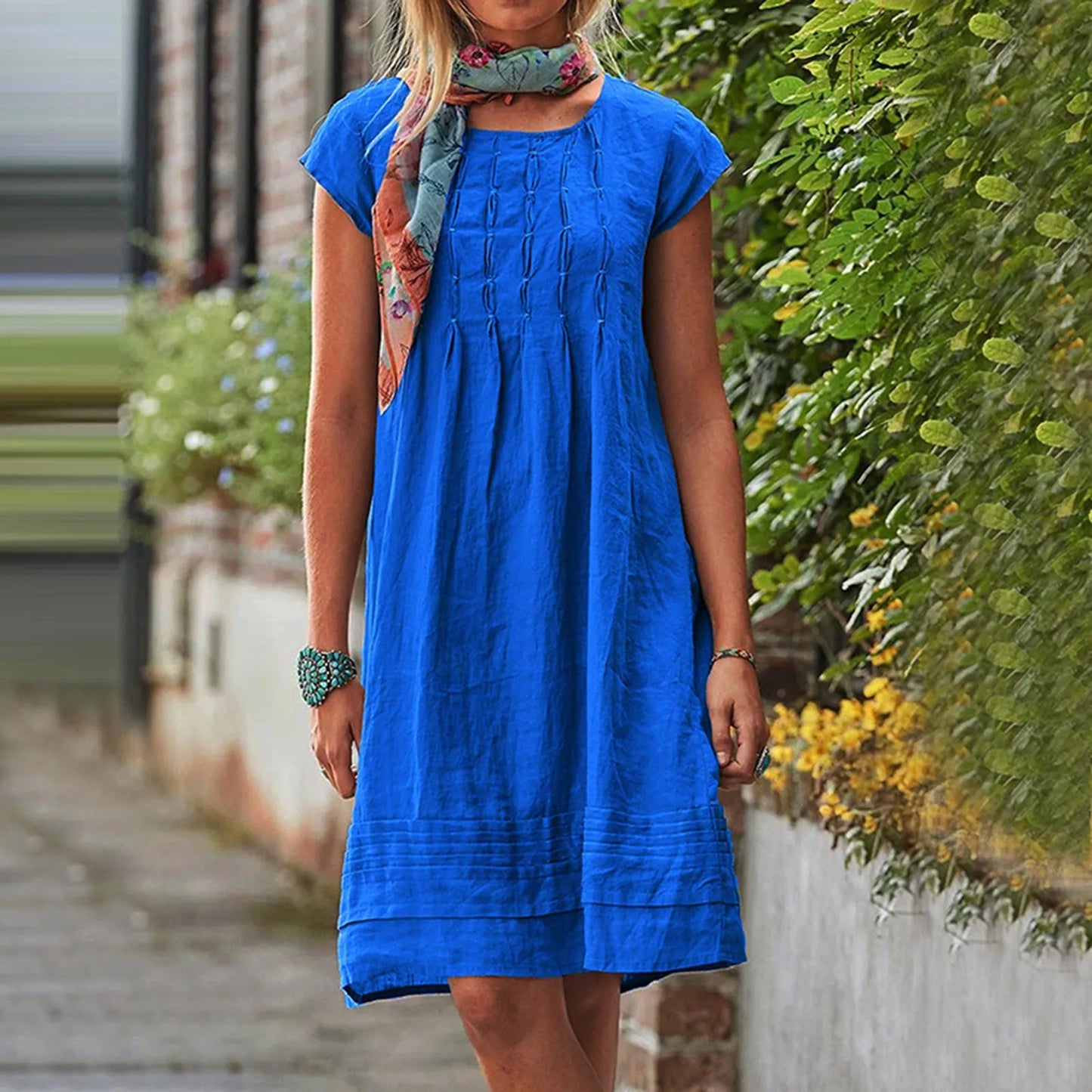 Vrouwen Comfortabele Mini Zomerjurk met Korte Mouwen - Anna