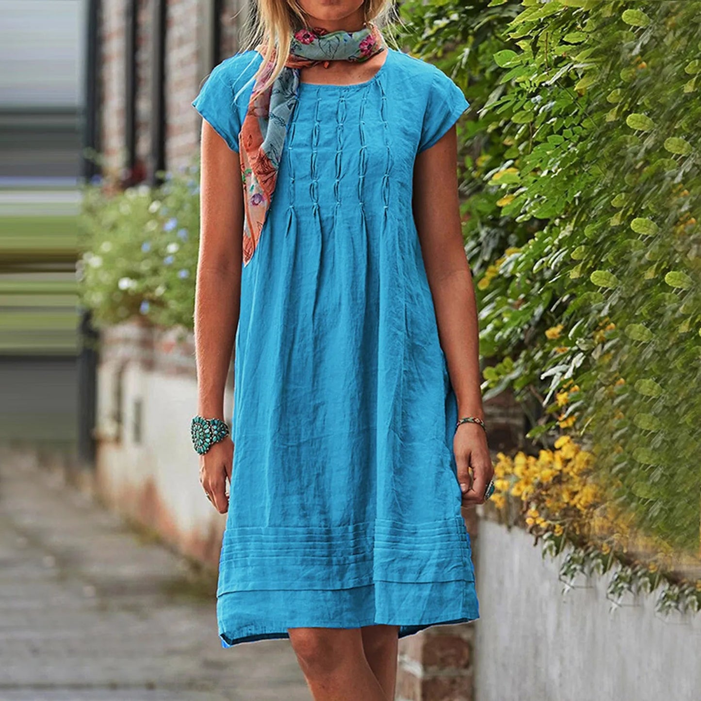 Vrouwen Comfortabele Mini Zomerjurk met Korte Mouwen - Anna