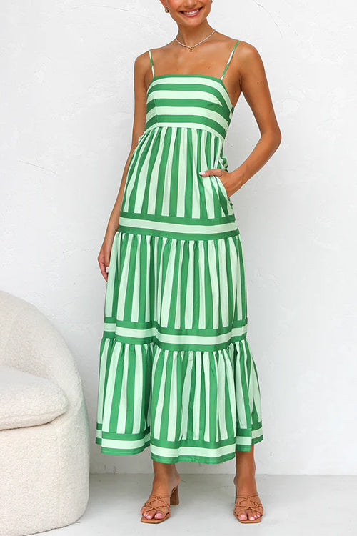 Vrouwen Zomerjurk Maxi Gestreept met Spaghettibandjes - Mode Vibes
