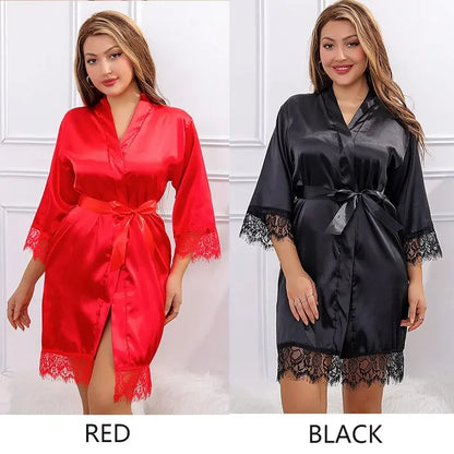 Slaapwel Zijdecollectie Dames Nachtkleding Rood & Zwart
