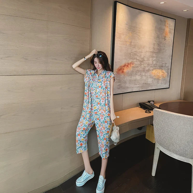 Vrouwen Jumpsuit met Vintage Bloemenprint