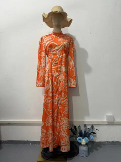Elegantia Lange Mouw Maxi Jurk