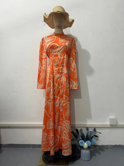 Elegantia Lange Mouw Maxi Jurk