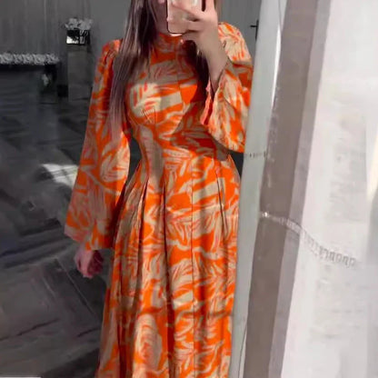 Elegantia Lange Mouw Maxi Jurk