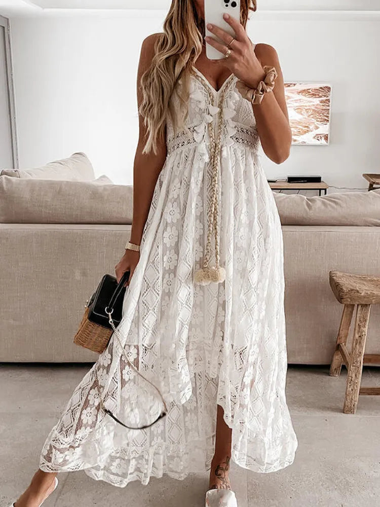 Zephyr Zomerse  Dames Kant Boho Stijl Lange Jurk