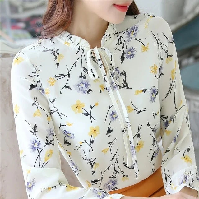 Lente-Herfst Chiffon Blouses voor Dames