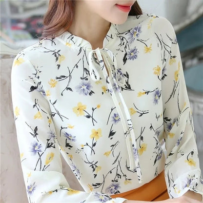 Lente-Herfst Chiffon Blouses voor Dames