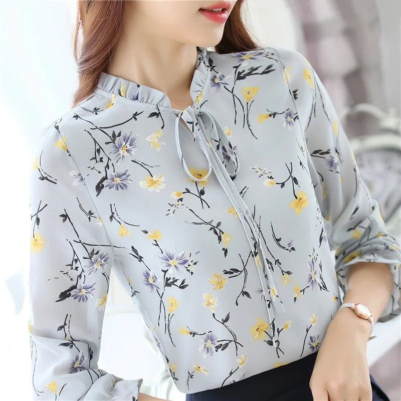 Lente-Herfst Chiffon Blouses voor Dames