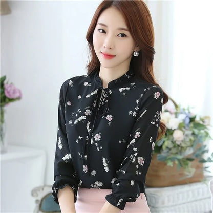Lente-Herfst Chiffon Blouses voor Dames