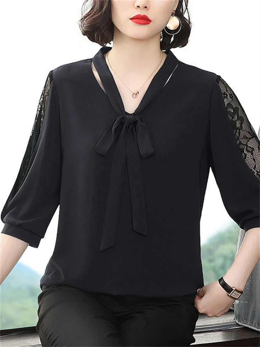Zomer Blouse Kanten Mouwen van Chic Elegance
