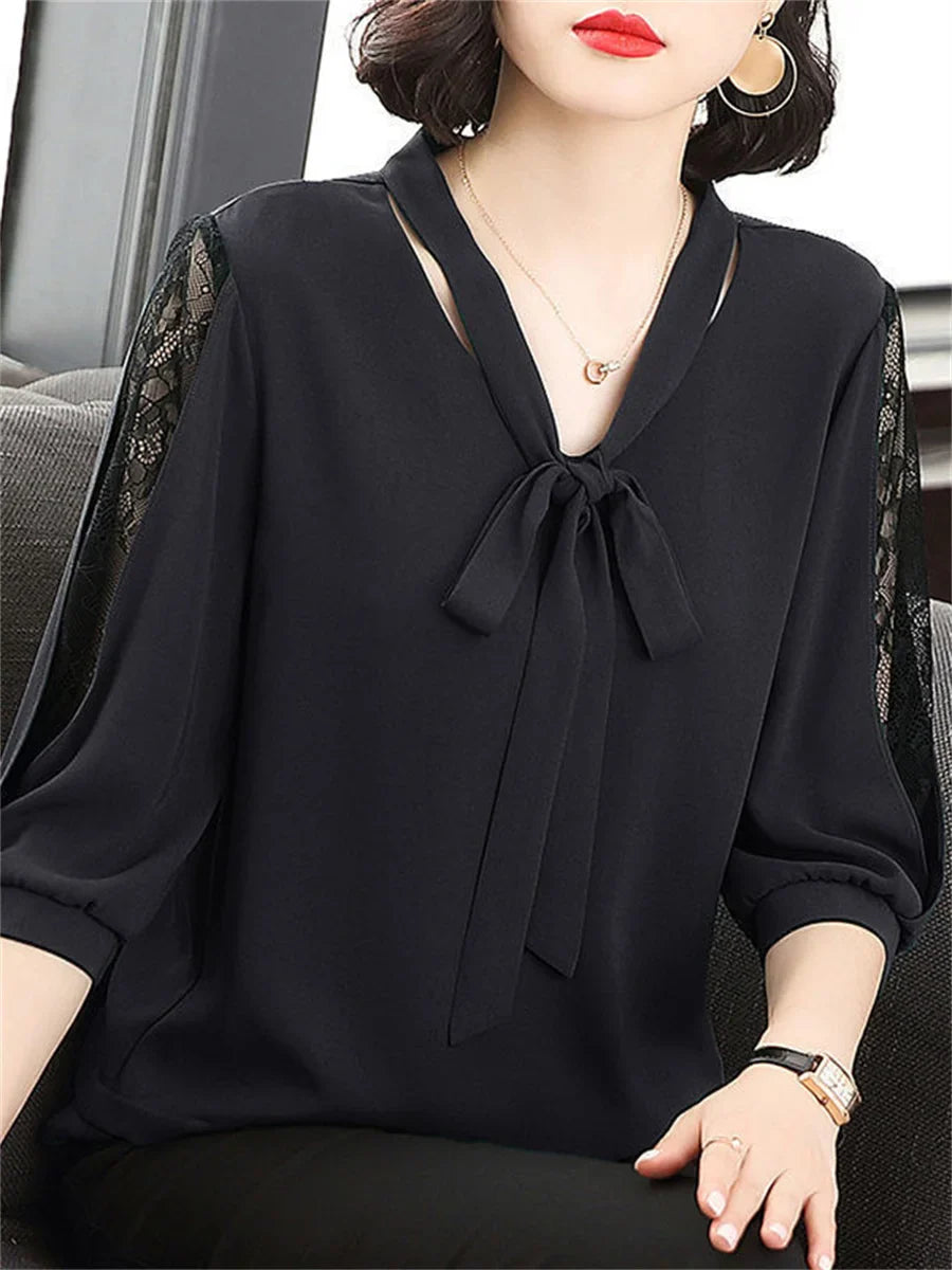 Zomer Blouse Kanten Mouwen van Chic Elegance